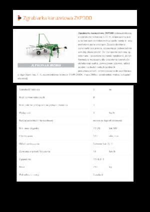 Rotary rakes Pronar ZKP 300 