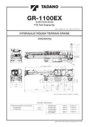 Rough-terrain Cranes Tadano GR-1100EX-3