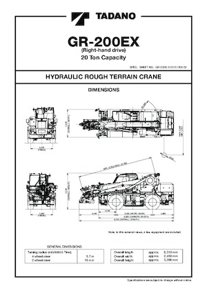 Rough-terrain Cranes Tadano GR-200EX-3