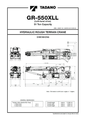 Rough-terrain Cranes Tadano GR-550XLL-3