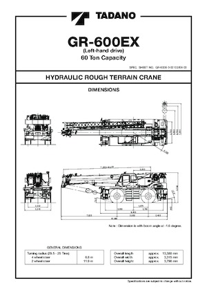 Rough-terrain Cranes Tadano GR-600EX-3