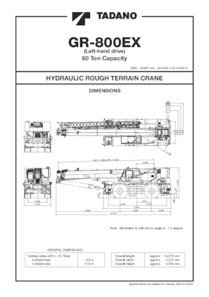 Rough-terrain Cranes Tadano GR-800EX-3