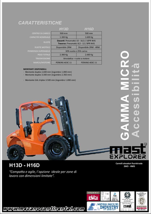 Rough terrain forkliftler Mast Explorer H 16 D