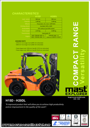 Rough Terrain Forklifts Mast Explorer H 15 D