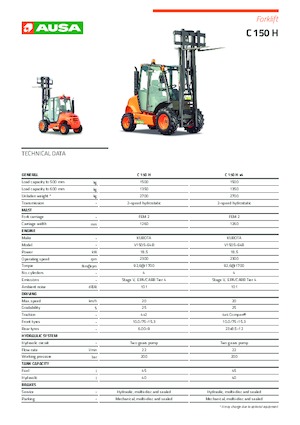 Rough Terrain Forklifts Ausa C 150 H x2