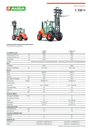 Rough Terrain Forklifts Ausa C 250 H