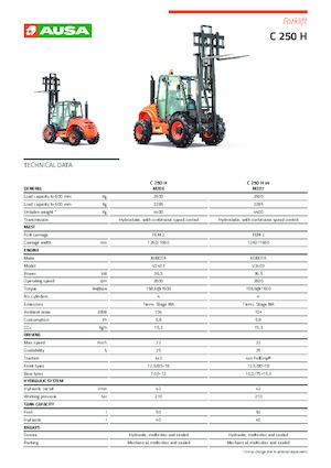 Rough Terrain Forklifts Ausa C 250 H x 4