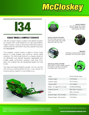 Çürük geri dönüşüm tesisleri McCloskey I34R