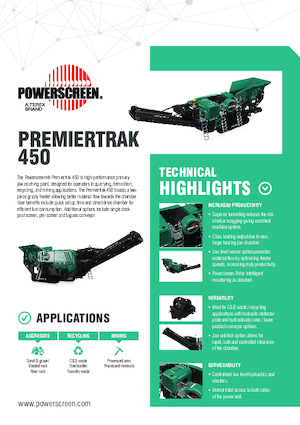 Rubble Recycling Plants Powerscreen Premiertrak 450