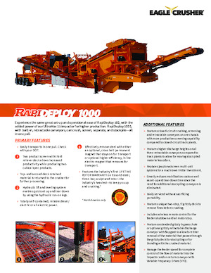 Çürük geri dönüşüm tesisleri Eagle Crusher RapiDeploy 1000