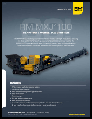 Rubble Recycling Plants Rubble Master RM MXJ1100