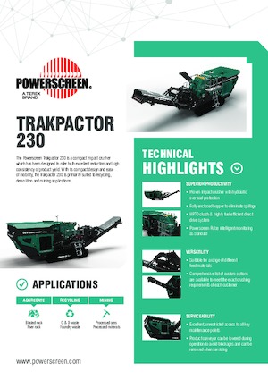 Çürük geri dönüşüm tesisleri Powerscreen Trakpactor 230