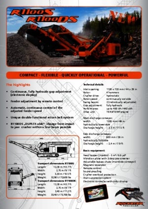 Çürük geri dönüşüm tesisleri Rockster R1100S 