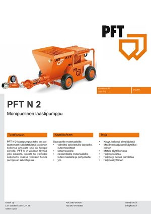 Screw Conveyor Pumps PFT N 2 FU