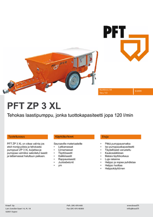 Screw Conveyor Pumps PFT ZP 3 XL V