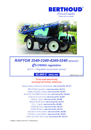 Self-propelled field sprayers Berthoud RAPTOR 2540
