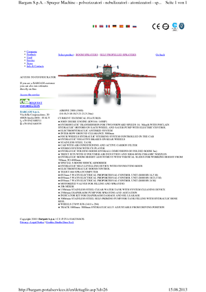Self-propelled field sprayers Bargam Airone 2000