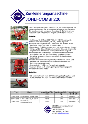 Parçalama makineleri Johli Combi 220 E