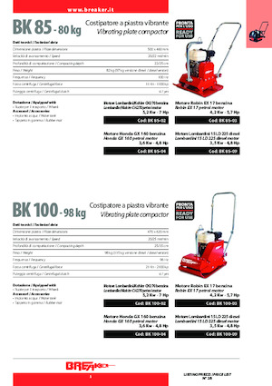 Single Direction Vibratory Plate Compactors Breaker BK 85-02