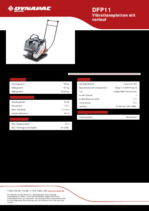Tek Yönlü Titreşimli Plaka Sıkıştırıcıları Dynapac DFP11