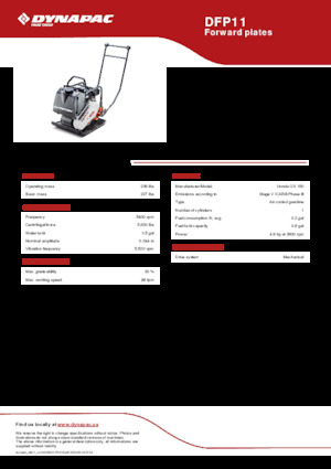 Single Direction Vibratory Plate Compactors Dynapac DFP11