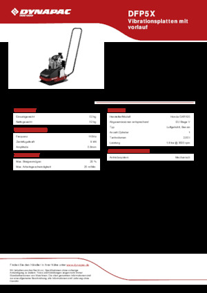 Single Direction Vibratory Plate Compactors Dynapac DFP5X