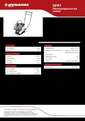 Single Direction Vibratory Plate Compactors Dynapac DFP7