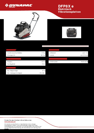 Single Direction Vibratory Plate Compactors Dynapac DFP8X e