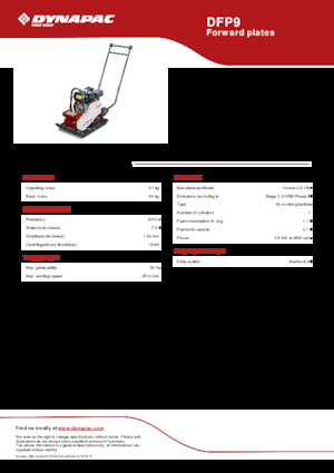 Single Direction Vibratory Plate Compactors Dynapac DFP9