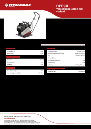 Single Direction Vibratory Plate Compactors Dynapac DFP9X