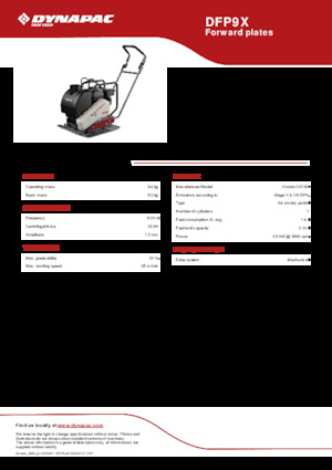 Single Direction Vibratory Plate Compactors Dynapac DFP9X