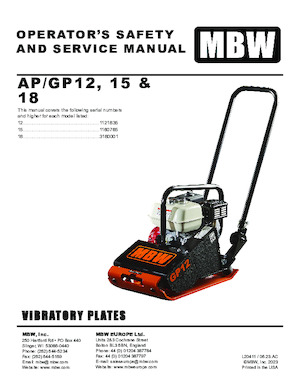 Tek Yönlü Titreşimli Plaka Sıkıştırıcıları M-B-W GP 18