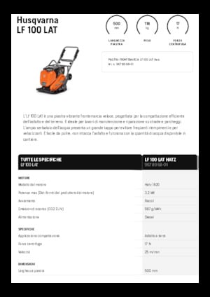 Single Direction Vibratory Plate Compactors Husqvarna LF 100 LAT