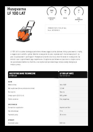 Single Direction Vibratory Plate Compactors Husqvarna LF 100 LAT