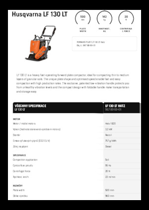 Tek Yönlü Titreşimli Plaka Sıkıştırıcıları Husqvarna LF 130 LT