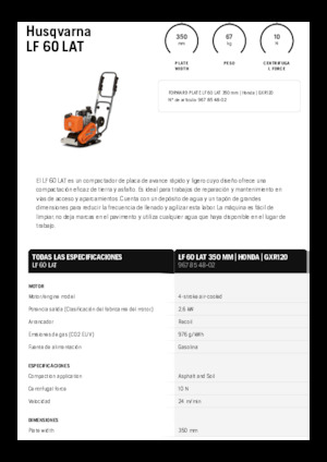 Single Direction Vibratory Plate Compactors Husqvarna LF 60 LAT