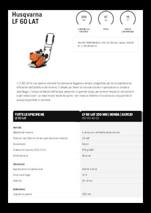 Single Direction Vibratory Plate Compactors Husqvarna LF 60 LAT