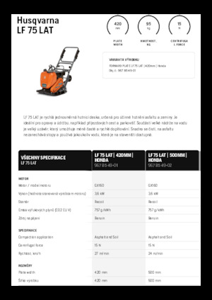 Single Direction Vibratory Plate Compactors Husqvarna LF 75 LAT