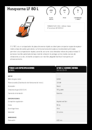 Single Direction Vibratory Plate Compactors Husqvarna LF 80 L