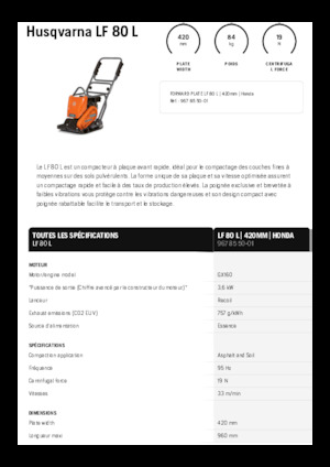Single Direction Vibratory Plate Compactors Husqvarna LF 80 L