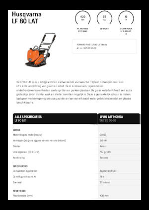 Single Direction Vibratory Plate Compactors Husqvarna LF 80 LAT