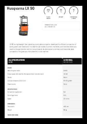 Single Direction Vibratory Plate Compactors Husqvarna LX 90