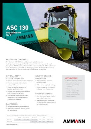 Tek silindirli makaralar Ammann ASC 130 D