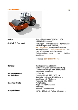 Single-drum Rollers Atlas AW 1110