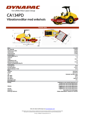 Tek silindirli makaralar Dynapac CA 134 PD