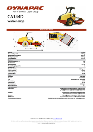 Tek silindirli makaralar Dynapac CA 144 D