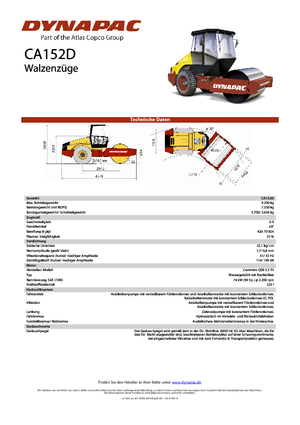 Tek silindirli makaralar Dynapac CA 152 D