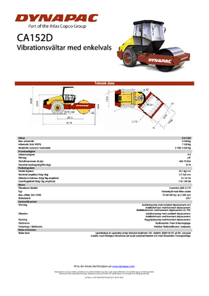 Tek silindirli makaralar Dynapac CA 152 D