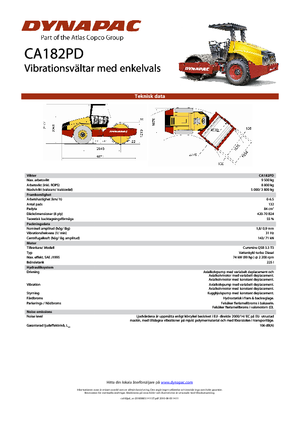 Tek silindirli makaralar Dynapac CA 182 PD