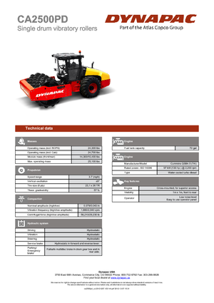 Tek silindirli makaralar Dynapac CA 2500 PD